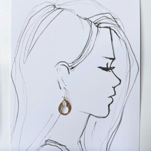 Golden Raw Brass Moroccan Keyhole Boho Earrings - Picture 2 of 4